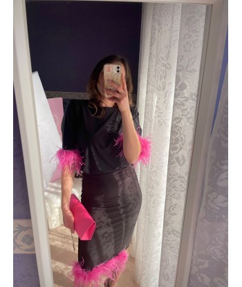 Pink Feather Midi Skirt