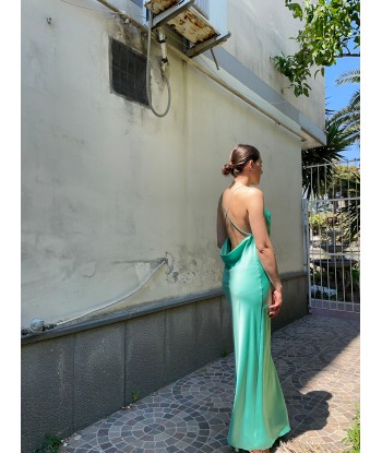 Satin Slip Dress - Aqua Green