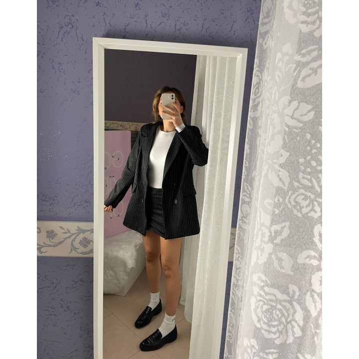 Pinstripe Skirt - Black
