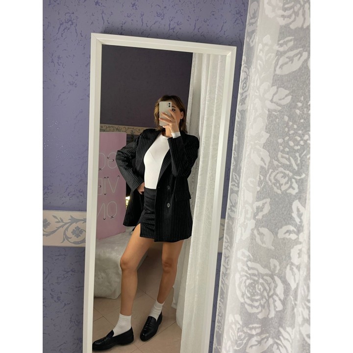 Pinstripe Skirt - Black