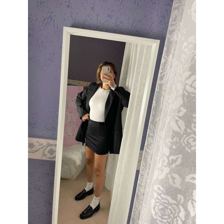 Pinstripe Skirt - Black