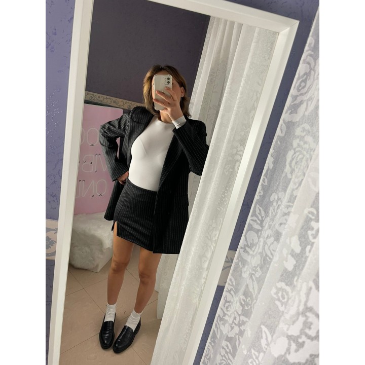 Pinstripe Skirt - Black