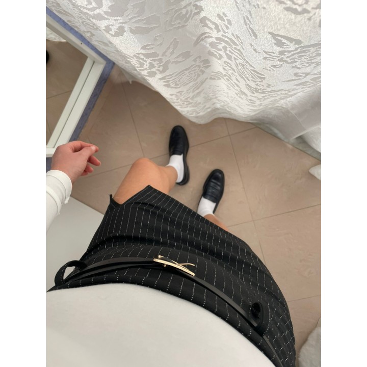 Pinstripe Skirt - Black