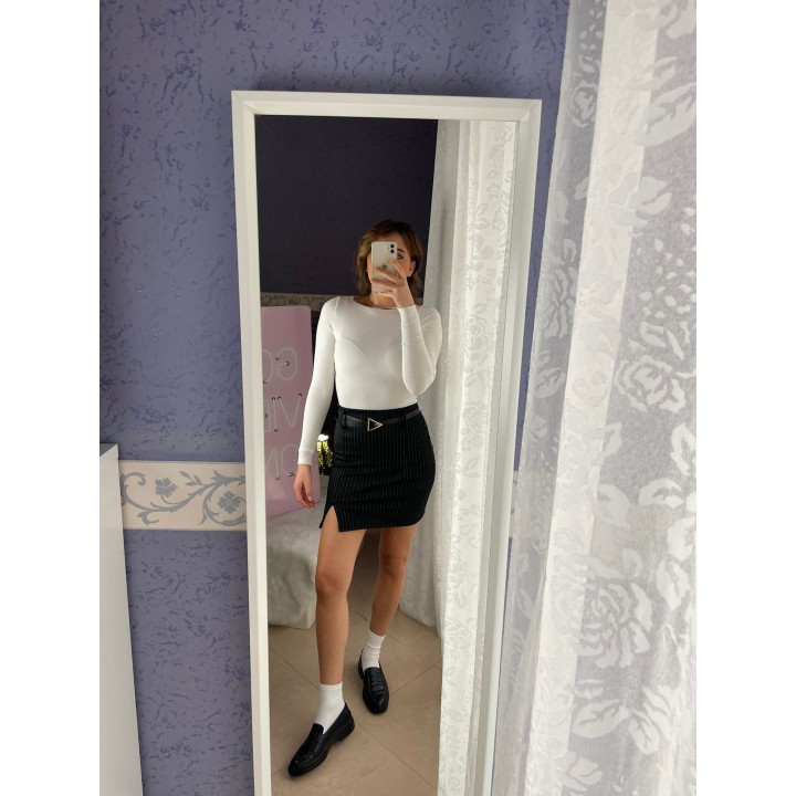 Pinstripe Skirt - Black