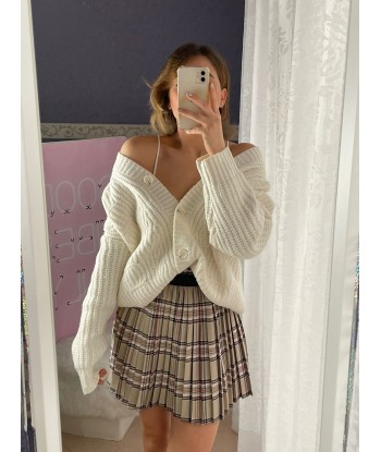 Pleated Tartan Skirt - Beige