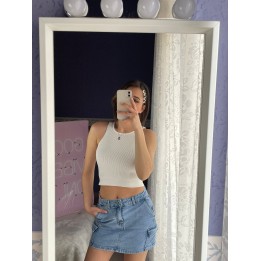 Denim Cargo Mini Skirt