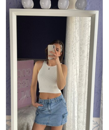 Denim Cargo Mini Skirt