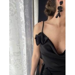Top Con Rosa - Nero