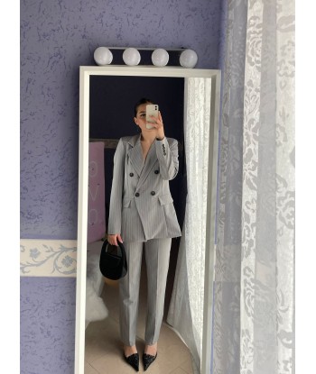Pinstripe Suit - Light Grey