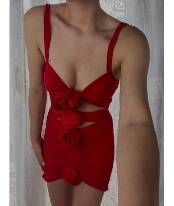Cut Out Rose Dress - Red
