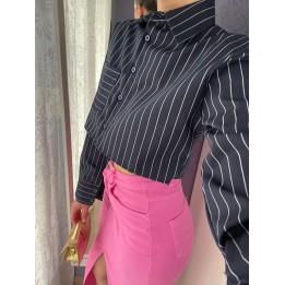 Pinstripe Crop Shirt Blue ! Portobello Road Shop