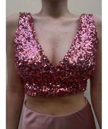 Crop Top Paillettes - Rosa