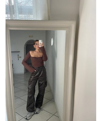 Faux Leather Cargo Pants -...