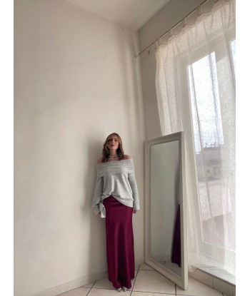 Long Satin Skirt - Bordeaux