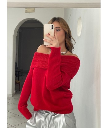 Off Shoulder Pullover - Red