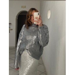 Pull Metallizzato A Trecce - Grigio | Portobello Road Shop
