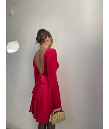Corset Velvet Dress - Red