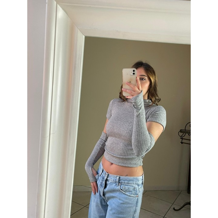 Top With Cuffs - Grey | Portobello Road Shop