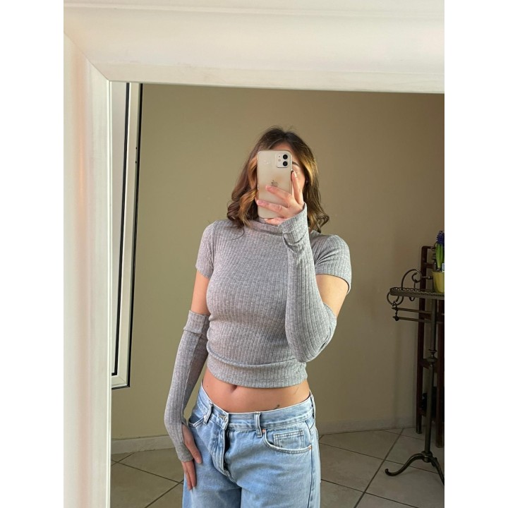 Top With Cuffs - Grey | Portobello Road Shop