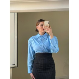 Shirt With Shoulder Pads - Light Blue | Portobello Road Shop