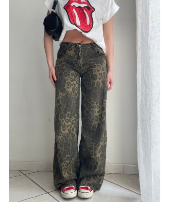 Washed Animal Print Jeans