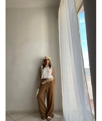 Pure Linen Trousers - Brown