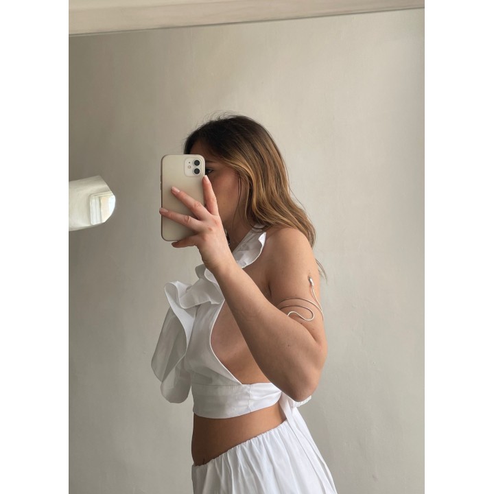 Poplin Ruffles Top - White | Portobello Road Shop