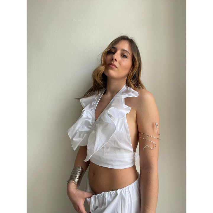 Poplin Ruffles Top - White | Portobello Road Shop