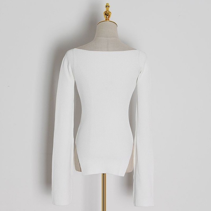 Structured Bardot Sweater - White | Portobello Road Shop