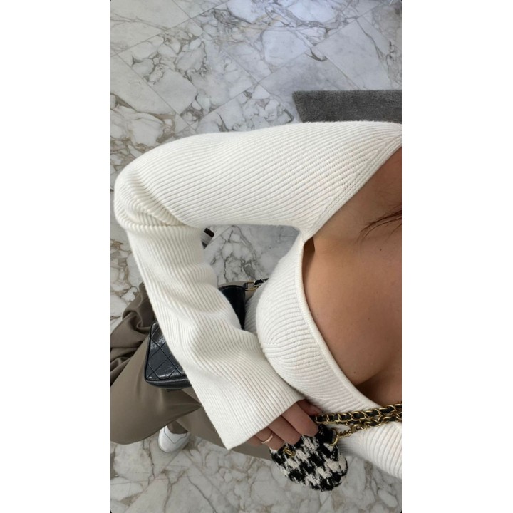 Structured Bardot Sweater - White | Portobello Road Shop
