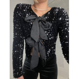 Maglia Bow Paillettes | Portobello Road Shop