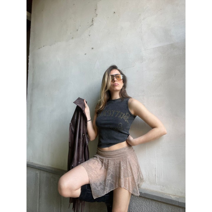 Skort Asimmetrica Pizzo - Sabbia| Portobello Road Shop