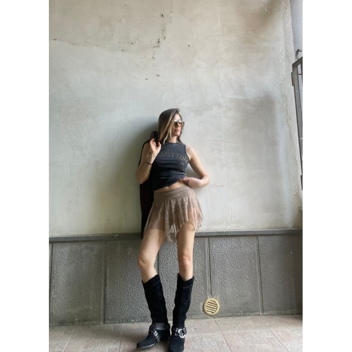Asymmetric Lace Skort - Sand | Portobello Road Shop